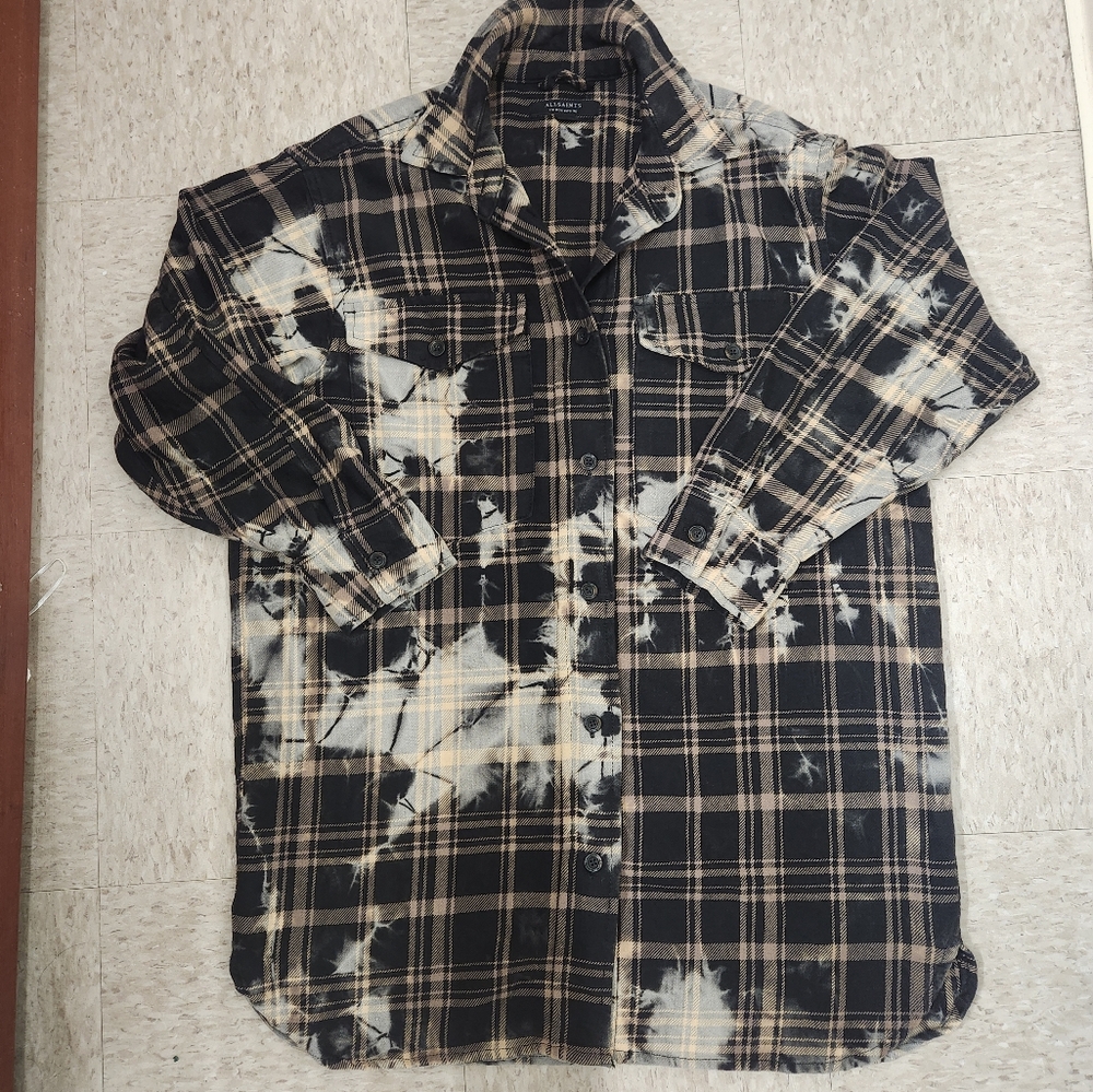 ALL SAINTS Lily Check Shacket Dress in Black